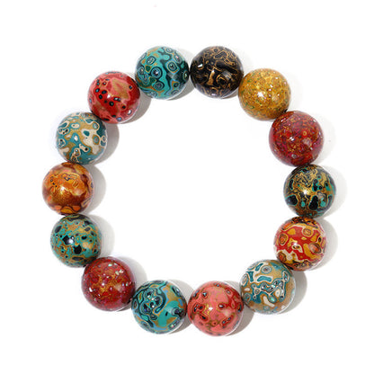 Pulsera de cuentas de laca multicolores naturales Mythstone 