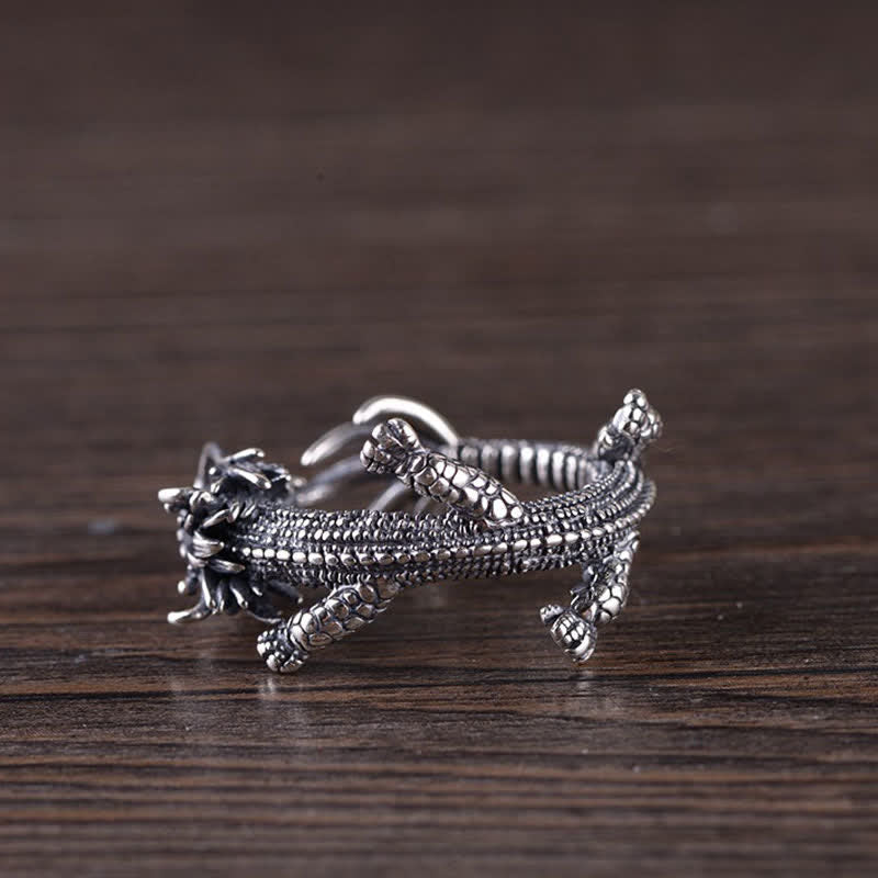 Mythstone 925 Sterling Silver Dragon Luck Protection Ring