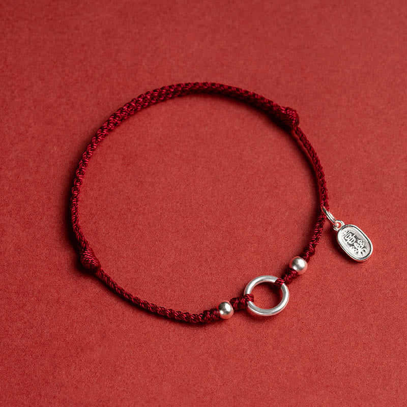 Mythstone 925 Sterling Silver Lucky Fortune Peace Joy Lotus Peace Buckle Red String Bracelet