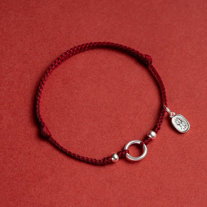 Mythstone 925 Sterling Silver Lucky Fortune Peace Joy Lotus Peace Buckle Red String Bracelet