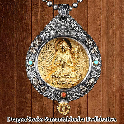 Mythstone Chinese Zodiac Natal Buddha Thangka Nine Palaces Eight Diagrams Wealth Rotatable Necklace Pendant