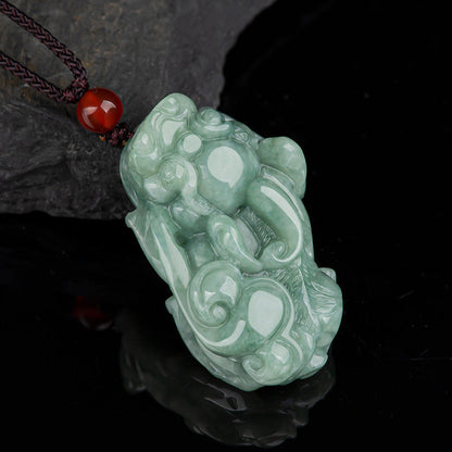 Mythstone Jade PiXiu Wealth Luck String Necklace Pendant