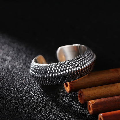 Mythstone Simple Dragon Scale Design Copper Luck Wealth Adjustable Ring