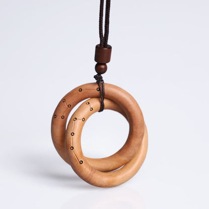 Mythstone Jujube Wood Taoist Yin Yang Ring Qiankun Circle Luck Ward Off Evil Spirits Necklace Pendant