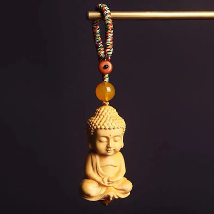 Mythstone Tathagata Buddha Serenity Peace Boxwood Keychain