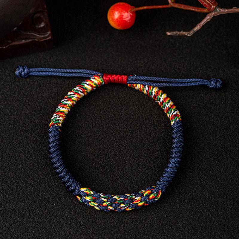 Pulsera trenzada de nudos de la suerte con nudos King Kong coloridos hechos a mano tibetanos Mythstone