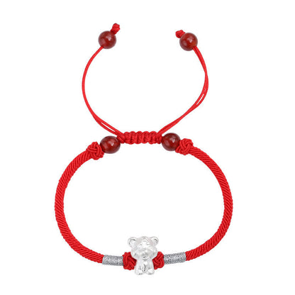 Mythstone 999 Sterling Silver Chinese Zodiac Luck Strength Red String Bracelet