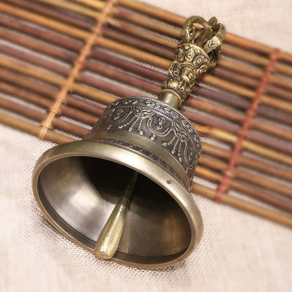 Mythstone Tibetan Meditation Bell and Vajra Dorje Copper Enlightenment Decoration Set