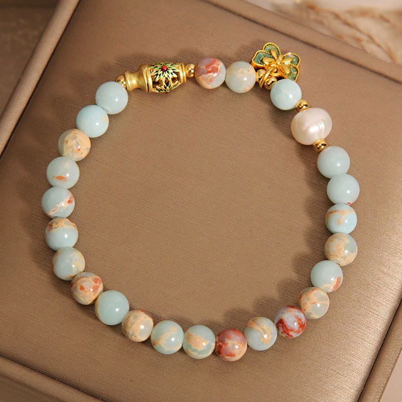 Mythstone Shoushan Stone Pearl Butterfly Wealth Bracelet