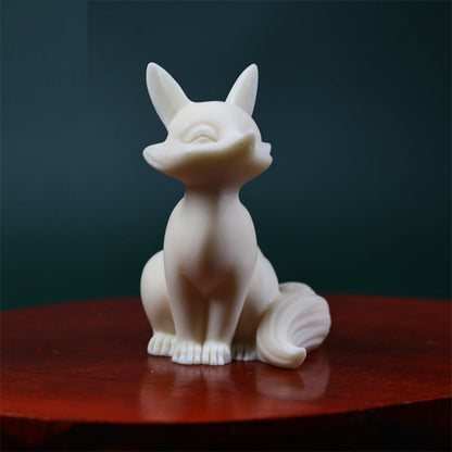 Mythstone Mini Nine-tailed Fox Ivory Fruit Protection Home Decoration