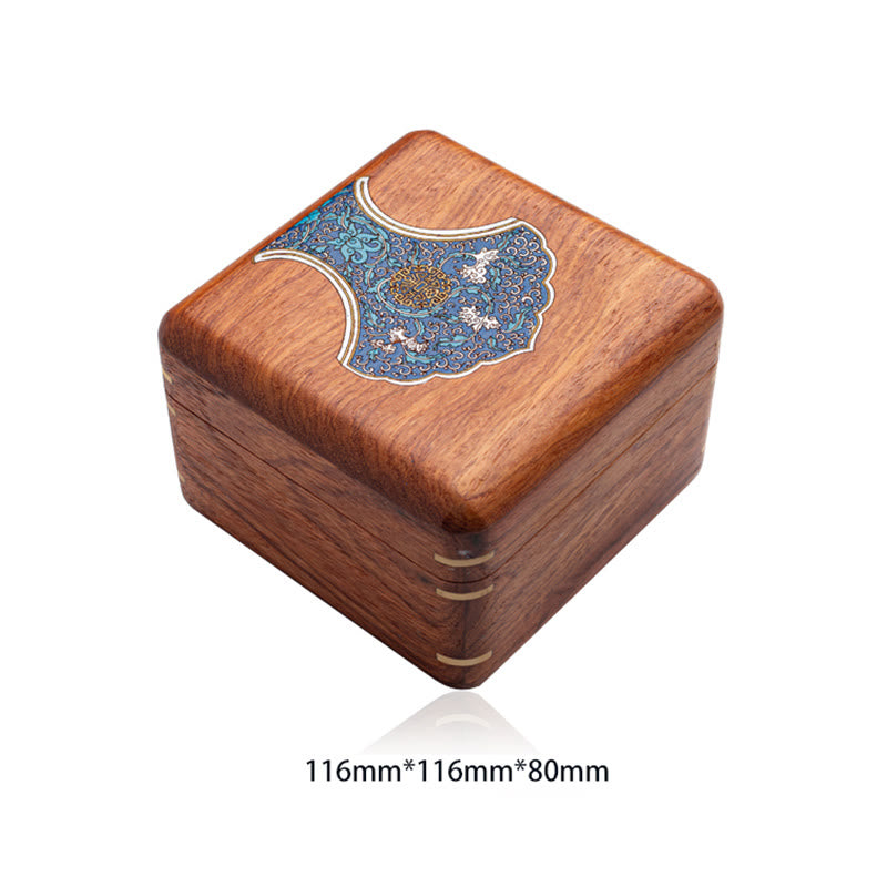 Mythstone Antique Flower Leaf Handmade Rosewood Jewelry Storage Box Wooden Gift Organizer Box