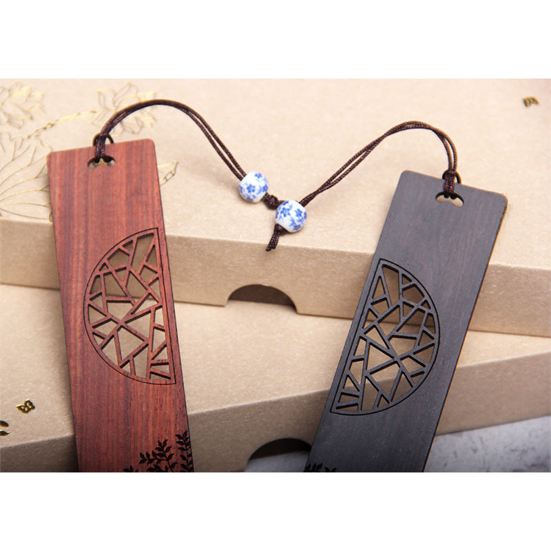 Mythstone The Tree of Life Ebony Wood Small Leaf Red Sandalwood Bookmarks With Gift Box