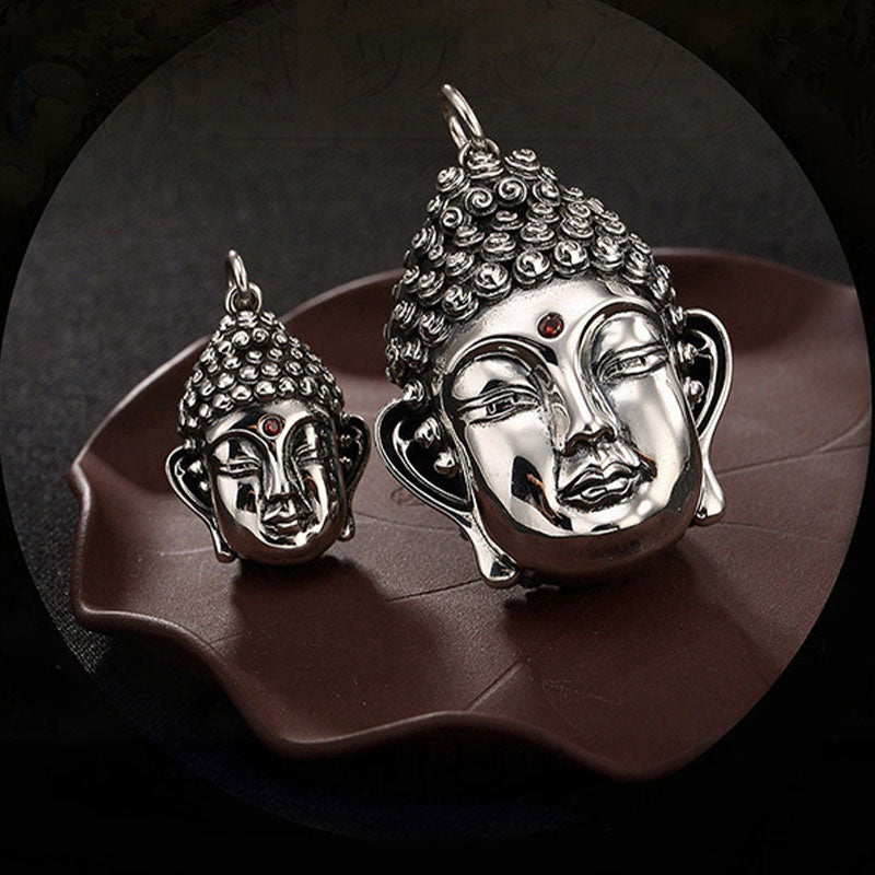 Mythstone 925 Sterling Silver Buddha Head Compassion Necklace Pendant