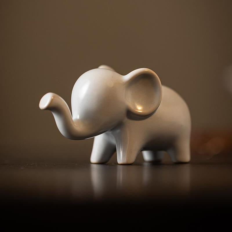 Mythstone Small Ceramic Elephant Home Tea Pet Figurine Desk Decoration