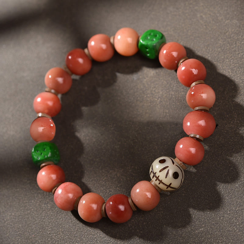 Mythstone Tibetan Natural Camel Bone Dzi Bead Bodhi Seed Charm Luck Bracelet