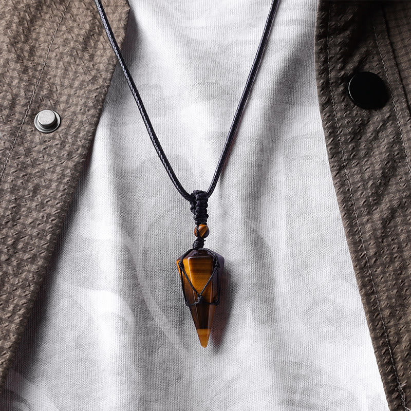 Mythstone Natural Stone Pointed Pendant Necklace