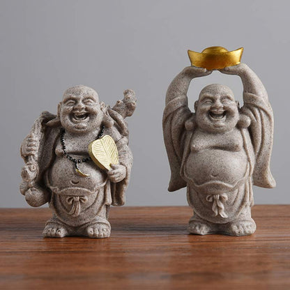 Mythstone Laughing Buddha Resin Statue Blessing Home Decoration