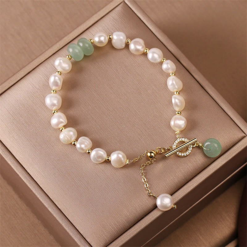 Mythstone Pearl Green Strawberry Quartz Bead Healing Chain Bracelet