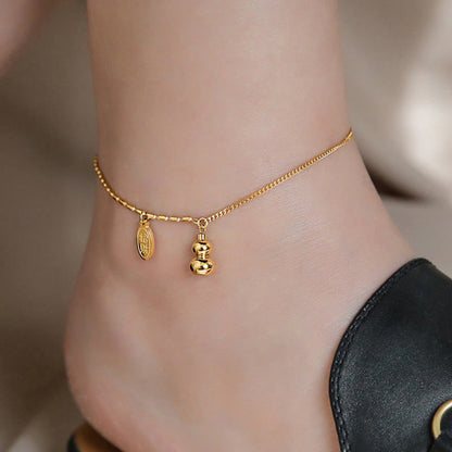 Mythstone 18k Gold Lucky Gourd Design Wealth Buckle Anklet