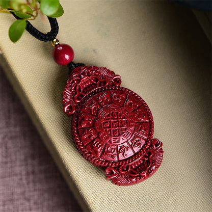 Mythstone Laughing Buddha Yin Yang Chinese Zodiac Gourd Natural Cinnabar Blessing Necklace Pendant