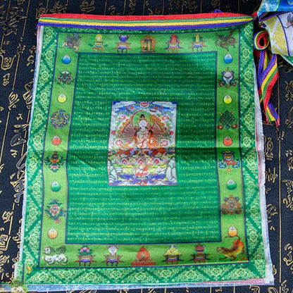 Mythstone Tibetan 5 Colors Windhorse Buddha Tara Scriptures Healing Auspicious Outdoor Prayer Flag