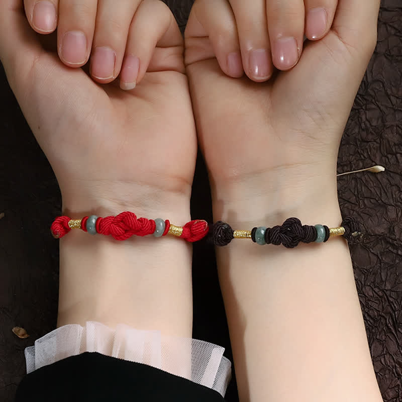 MythStone Red String Jade Luck Fortune Knot Braided Couple Bracelet