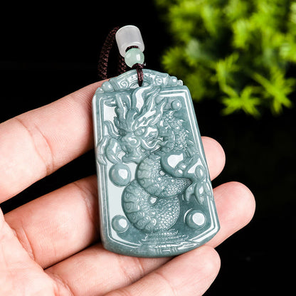 Mythstone Year Of The Dragon Chinese Zodiac Dragon Travels The World Jade Strength Necklace Pendant