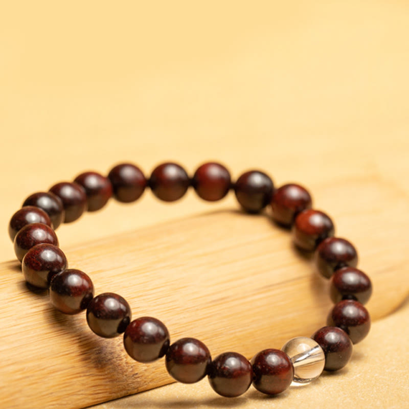 Mythstone Small Leaf Red Sandalwood White Crystal Protection Bracelet