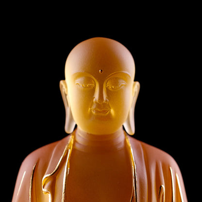 Figura de Bodhisattva Ksitigarbha hecha a mano de Mythstone, pieza de arte de cristal de Liuli, estatua de serenidad, decoración del hogar