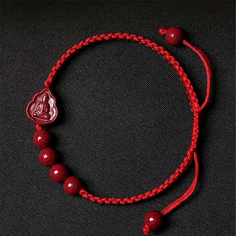 Mythstone Laughing Buddha Avalokitesvara Cinnabar Blessing String Bracelet