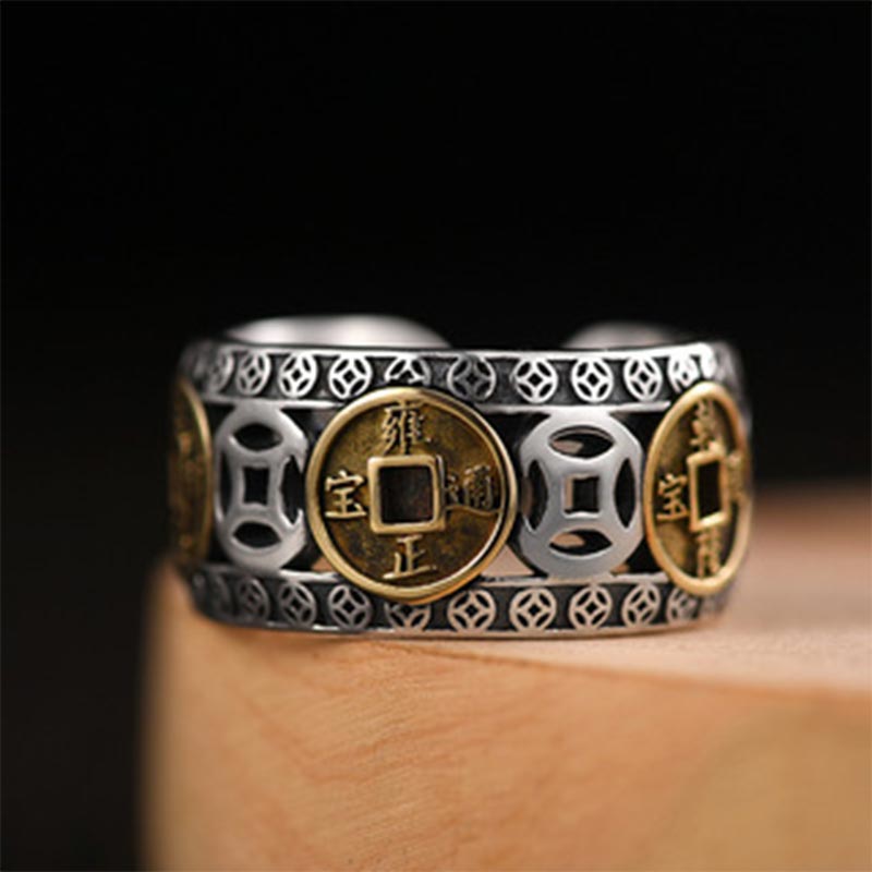 Mythstone Five-Emperor Coins Balance Adjustable Ring