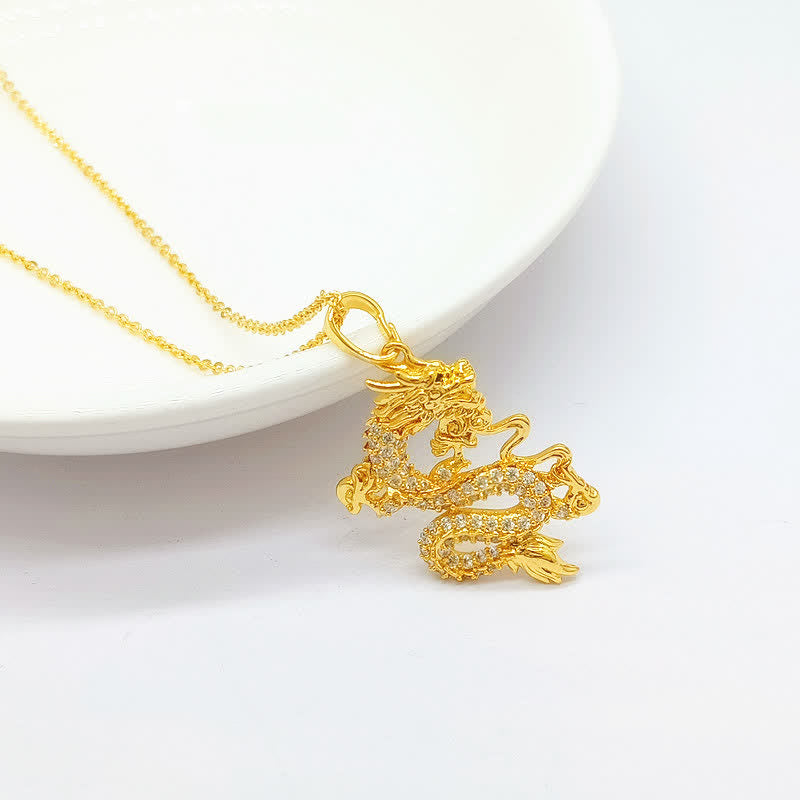 Mythstone Gold Dragon Protection Necklace Pendant