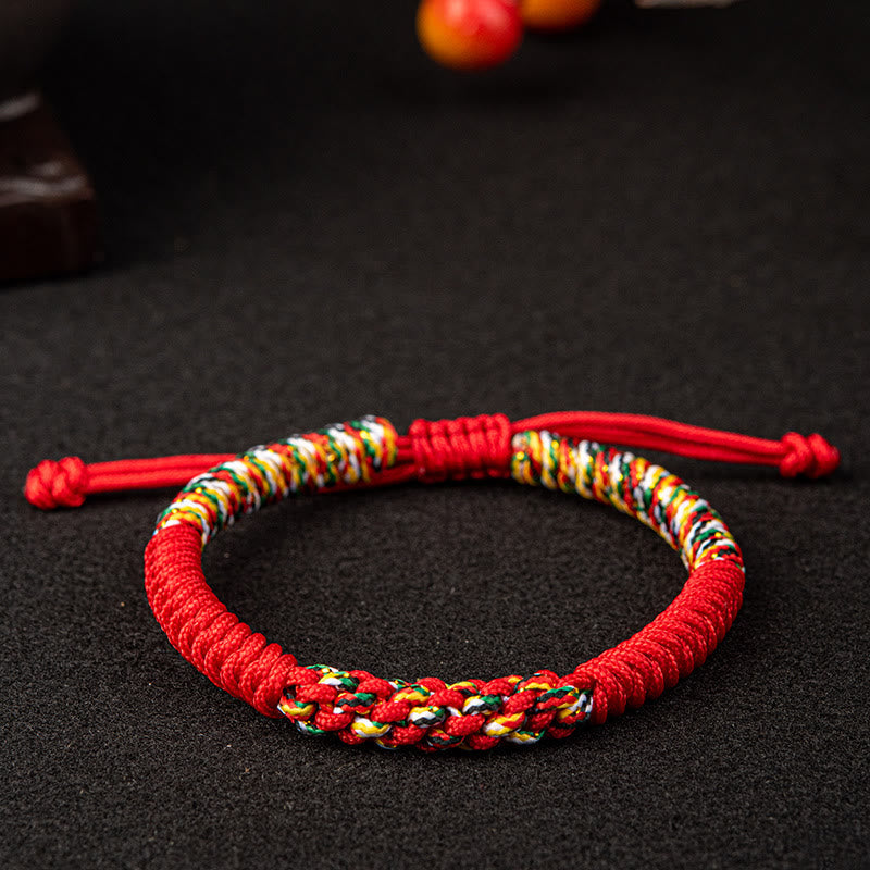 Pulsera trenzada de nudos de la suerte con nudos King Kong coloridos hechos a mano tibetanos Mythstone