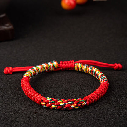 Pulsera trenzada de nudos de la suerte con nudos King Kong coloridos hechos a mano tibetanos Mythstone