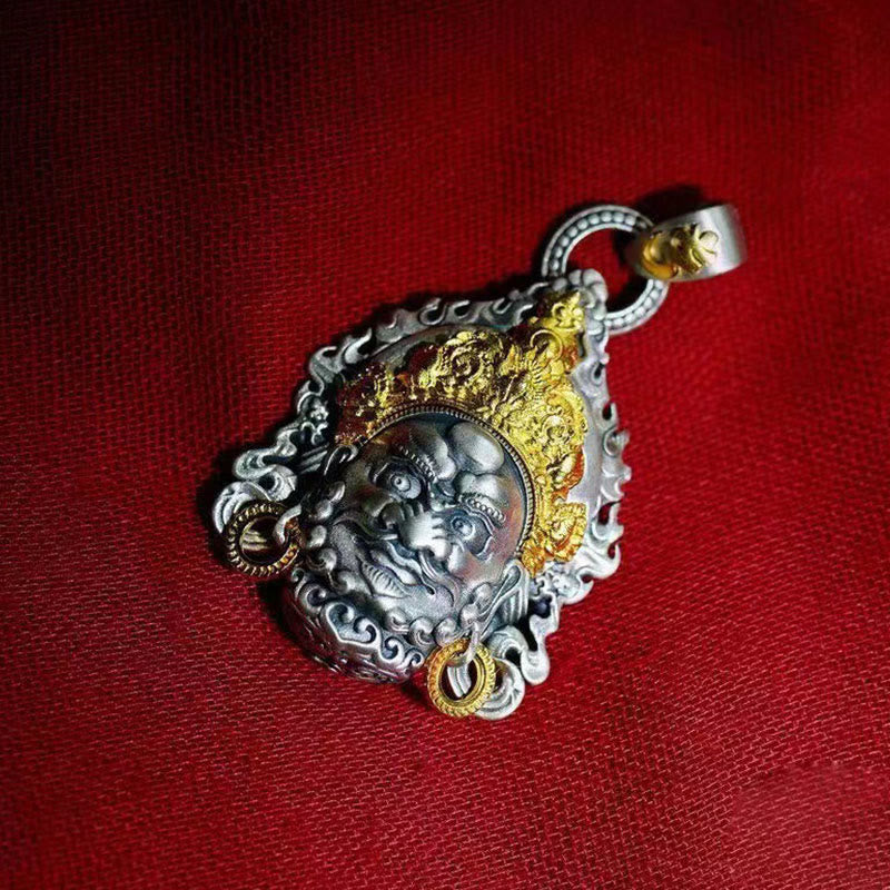 Colgante de collar de cobre con amuleto de la suerte del dios de la riqueza amarillo Mythstone