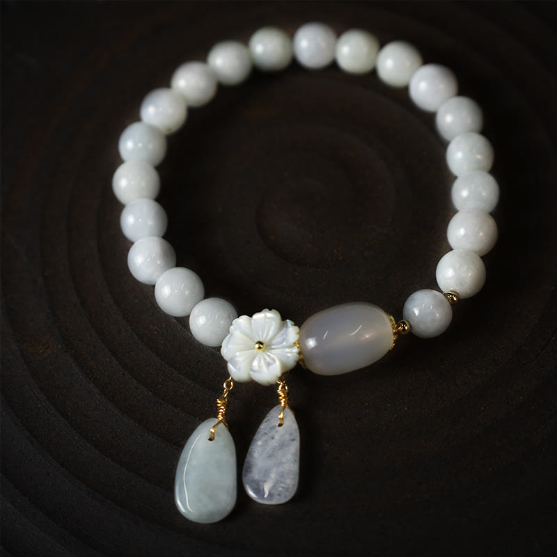 MythStone Natural White Jade Luck Bracelet