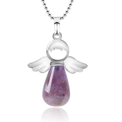 Colgante de cristal natural con alas de ángel de Mythstone para la suerte 