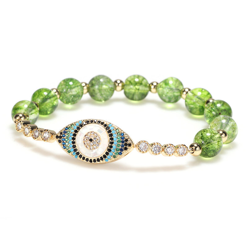 MythStone Natural Peridot Evil Eye Abundance Bracelet