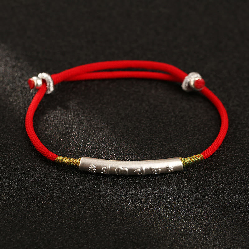 Mythstone Tibetan Buddhist Handmade Mani Mantra Lucky Red String Bracelet