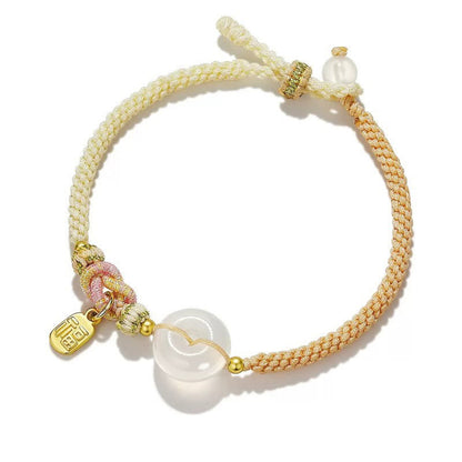 Pulsera tejida hecha a mano con ágata blanca y hebilla de paz que brinda protección, suerte y felicidad 