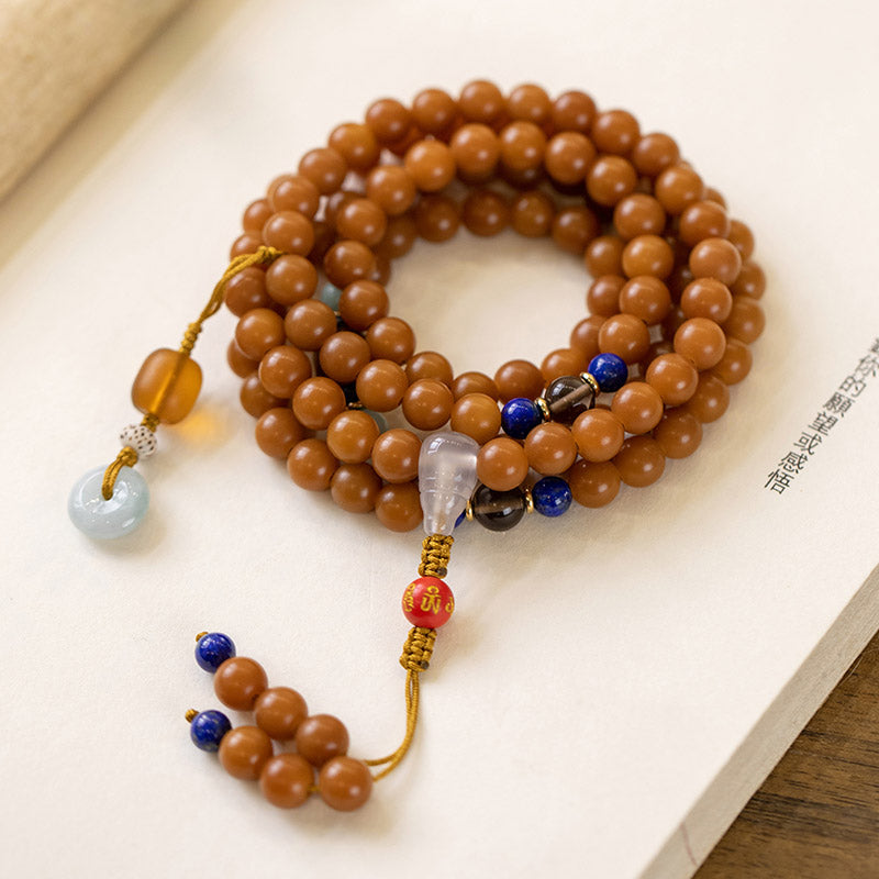 Pulsera de meditación con bendición de semillas Bodhi de 108 cuentas Mythstone Mala 