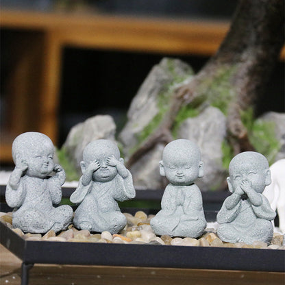 Estatua de Buda monje con oración de meditación de piedra mitológica, decoración del hogar con serenidad 