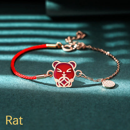 Mythstone 925 Sterling Silver Color-changing Chinese Zodiac Luck Protection Red String Chain Bracelet