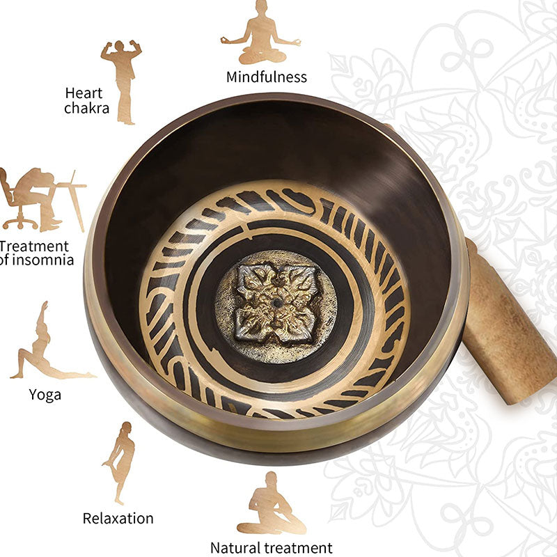 Mythstone Tibetan Meditation Bowl for Healing and Mindfulness Om Mani Padme Hum Singing Bowl