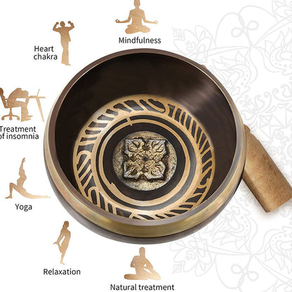 Mythstone Tibetan Meditation Bowl for Healing and Mindfulness Om Mani Padme Hum Singing Bowl