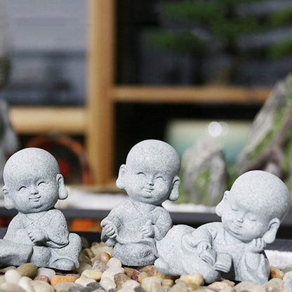 Estatua de Buda monje con oración de meditación de piedra mitológica, decoración del hogar con serenidad 