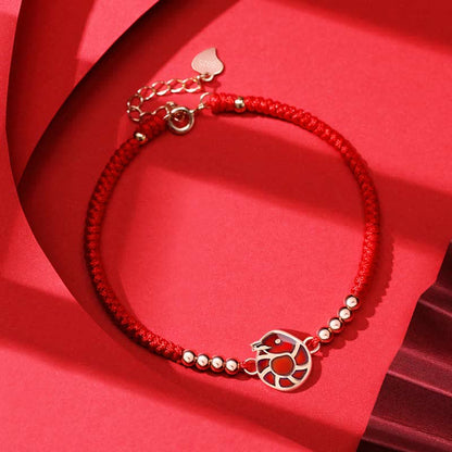 Mythstone 925 Sterling Silver Chinese Zodiac Luck Faith Discolor Red String Bracelet