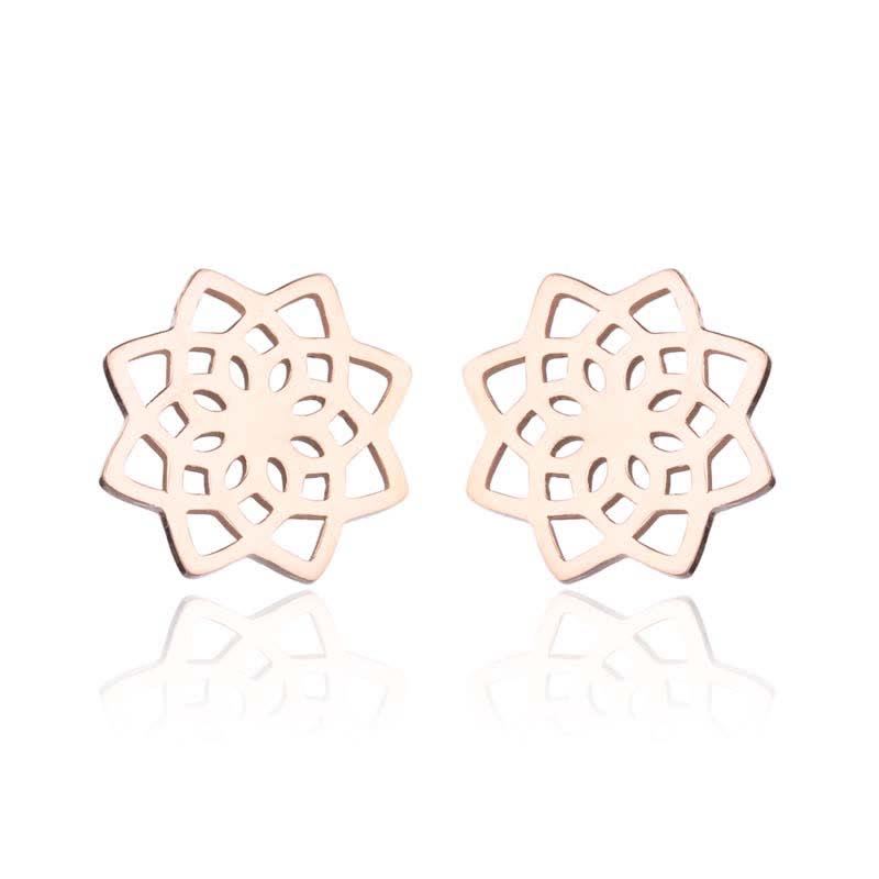 Mythstone Tibetan Lotus Pattern New Beginning Stud Earrings