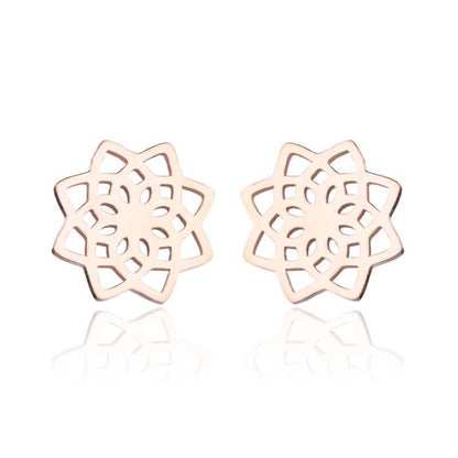 Mythstone Tibetan Lotus Pattern New Beginning Stud Earrings