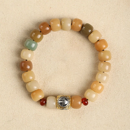 Pulsera de sabiduría Om Mani Padme Hum con semilla de Bodhi natural de Mythstone El Señor del Bosque Cadáver